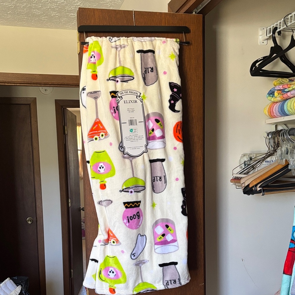 Halloween Blanket - White with Multicolor Design